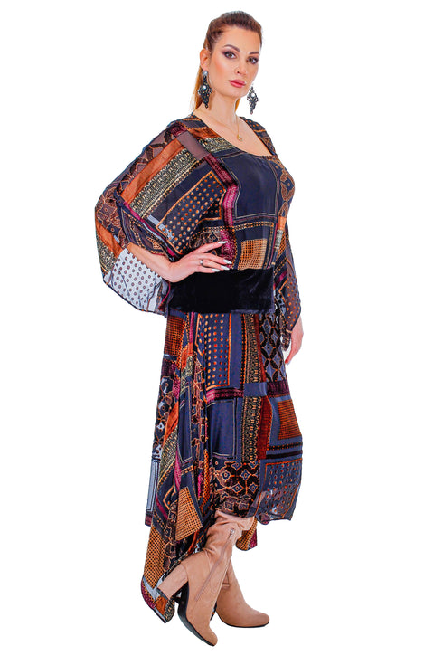 Rochie multicolora catifea